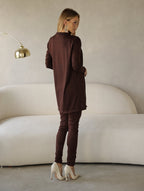 Conjunto 3 Peças Lanzinha Calça Slim e Kimono Alongado e Regata Básica Confortável Giselle