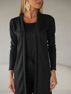 Conjunto 3 Peças Lanzinha Calça Slim e Kimono Alongado e Regata Básica Confortável Giselle
