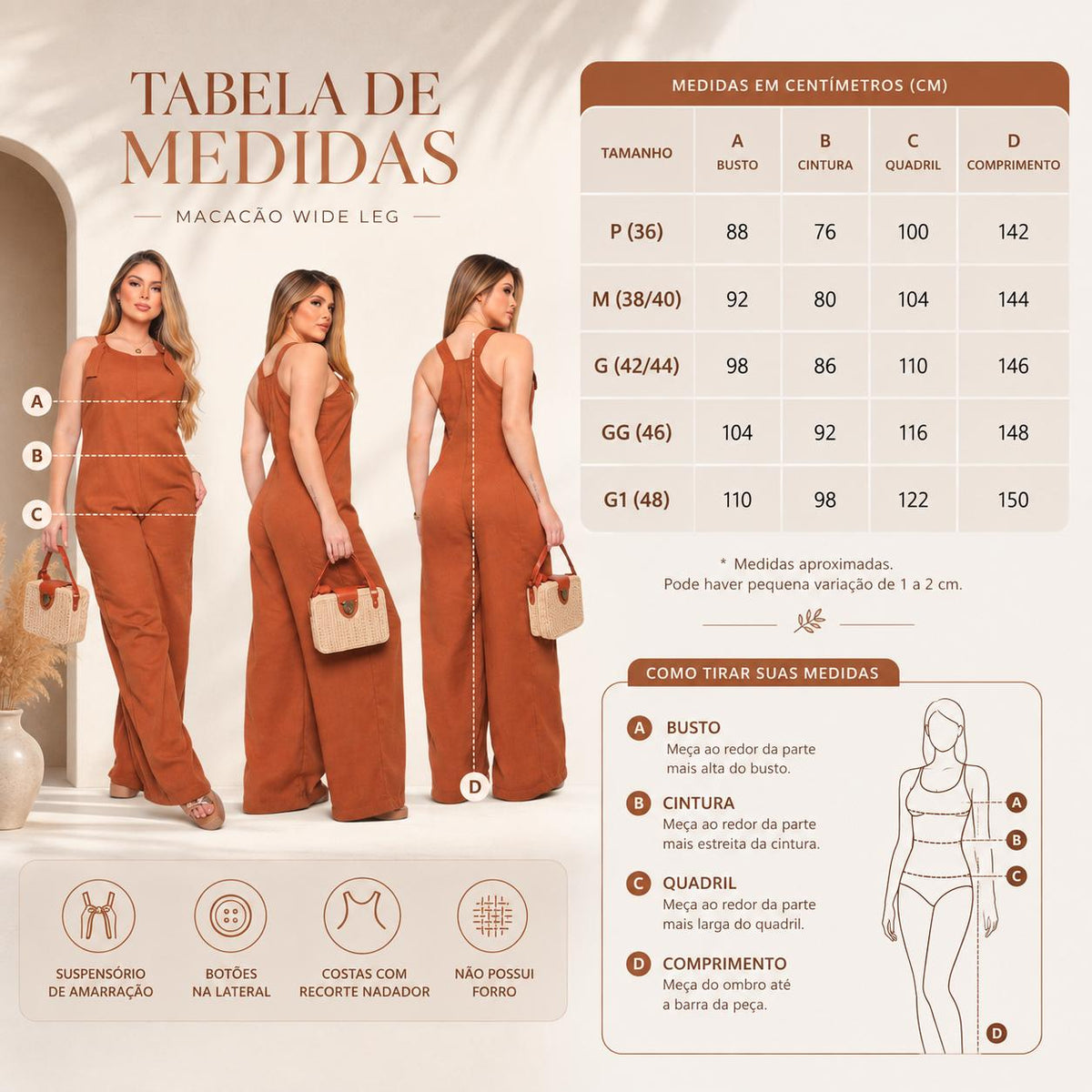 Macacão Pantalona Wide Leg em Linho com Alças Ajustáveis
Macacão Pantalona Wide Leg em Linho
Macacão Wide Leg
Macacão Pantalona