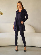 Conjunto 3 Peças Lanzinha Calça Slim e Kimono Alongado e Regata Básica Confortável Giselle