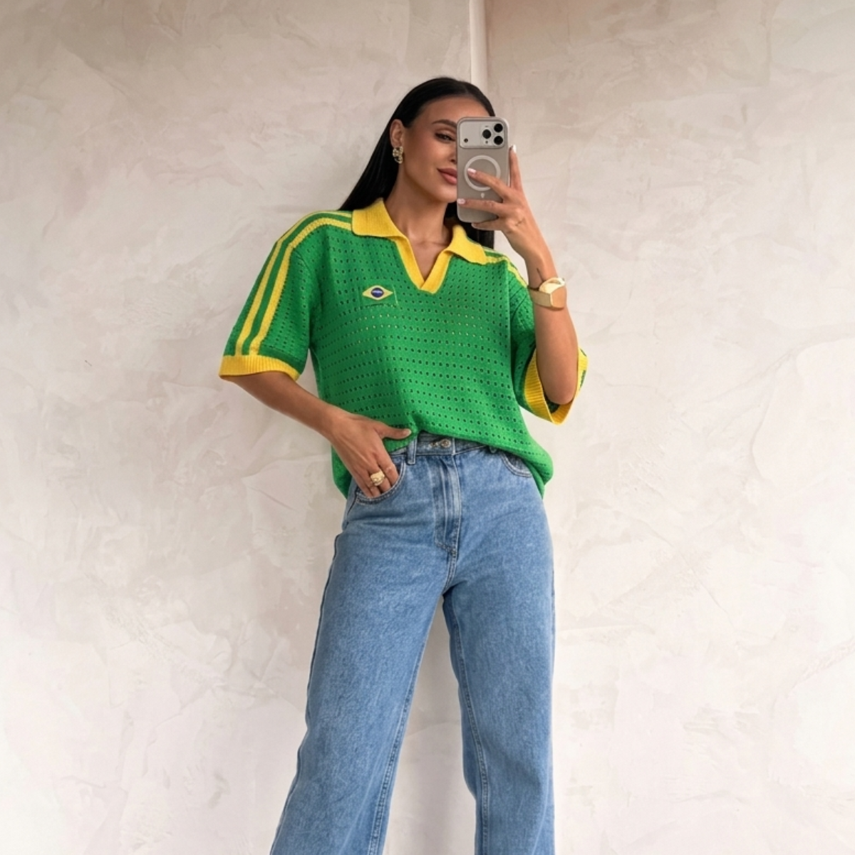 Blusa Tricot Serena Verde | Amarelo