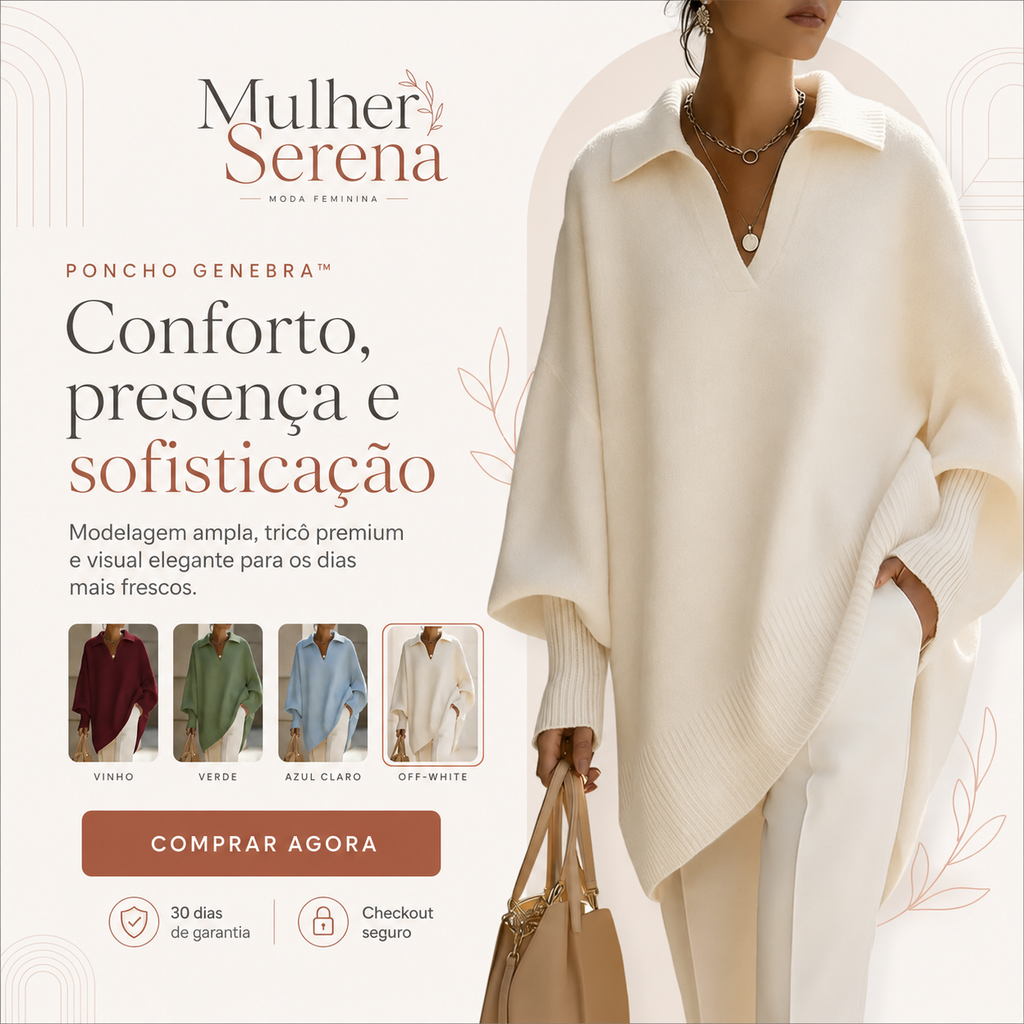 Poncho Genebra™ em Tricô Premium
