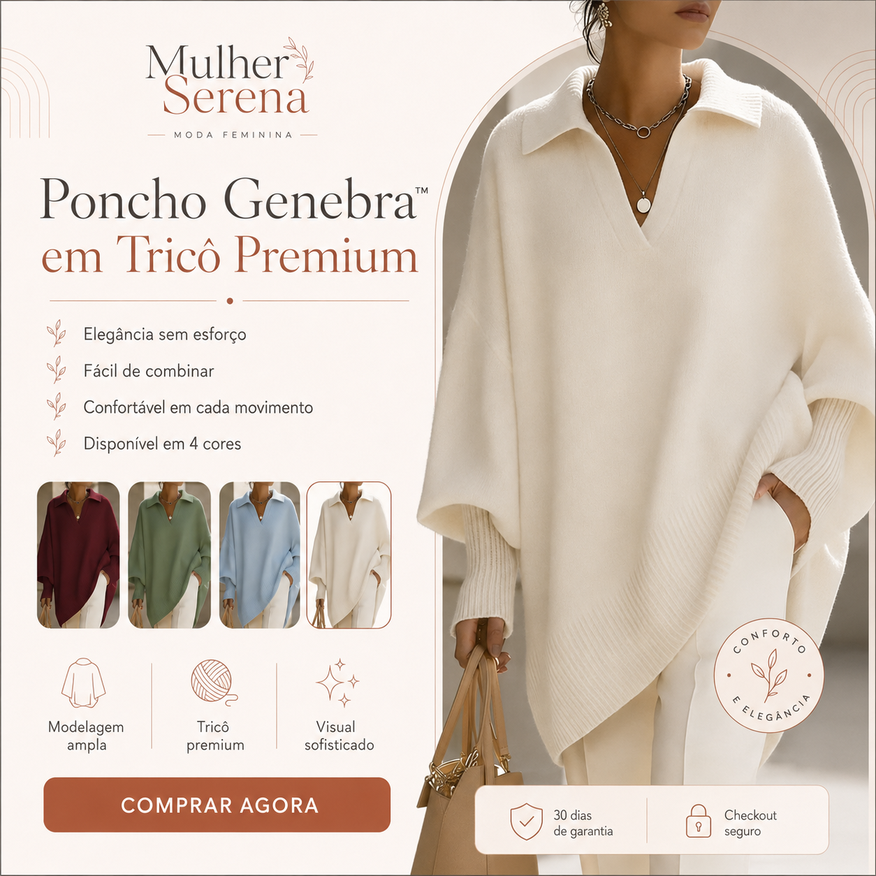 Poncho Genebra™ em Tricô Premium