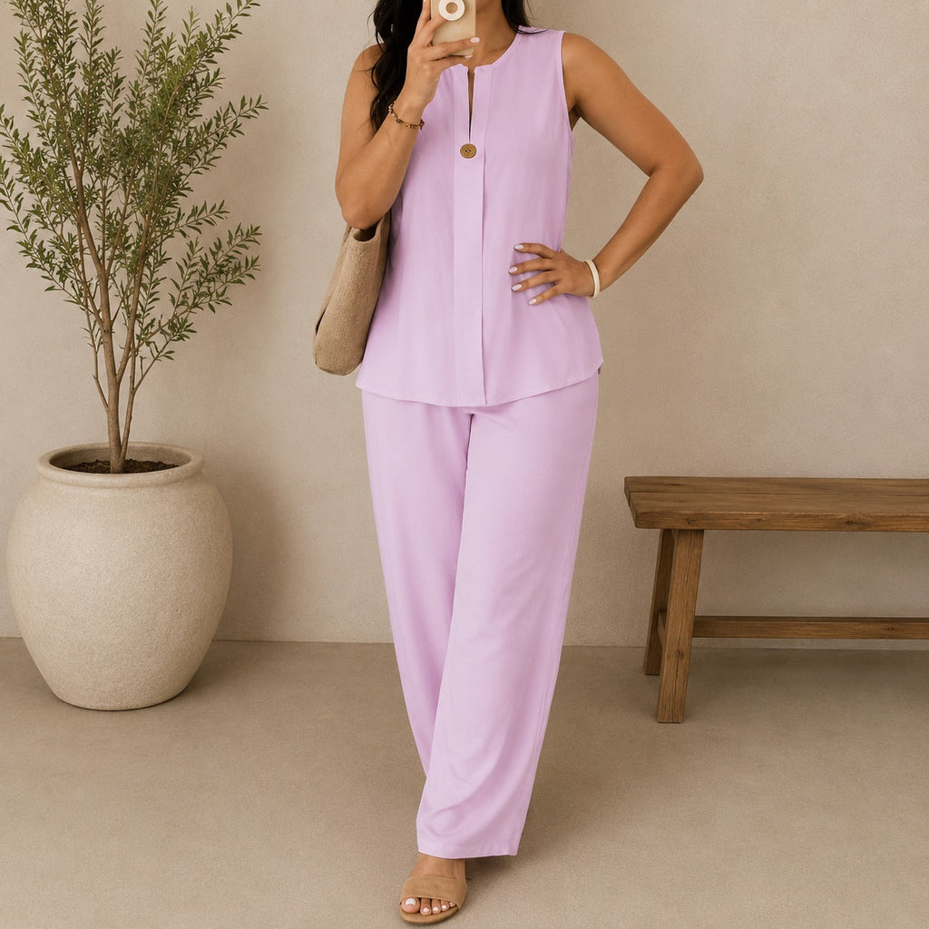 Conjunto Lucienne™ Blusa com Decote de Abertura Frontal e Calça Pantalona
Conjunto Lucienne™ Blusa com Decote de Abertura
Conjunto Lucienne