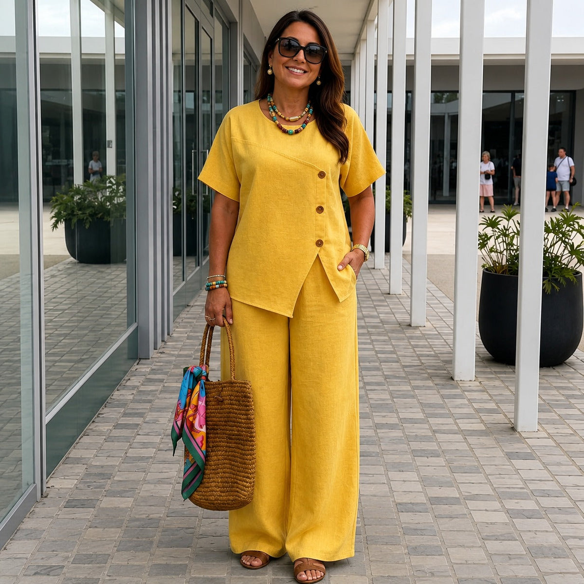 Conjunto Savena em Linho de Algodão com Blusa Assimétrica e Pantalona Fluida
Conjunto Savena com Blusa Assimétrica e Pantalona Fluida
Conjunto Savena com Blusa Assimétrica
Conjunto Savena em Linho de Algodão
Conjunto Savena