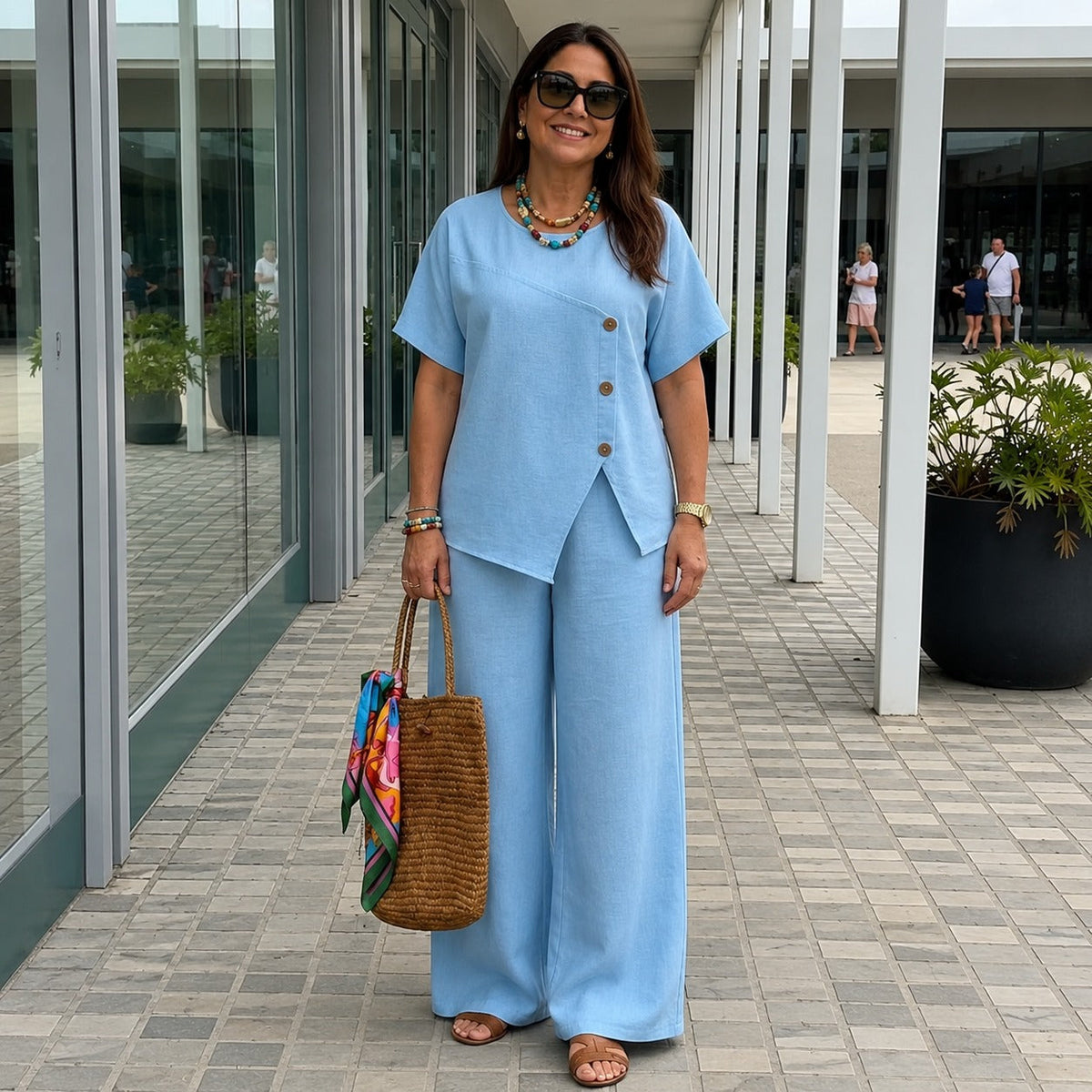 Conjunto Savena em Linho de Algodão com Blusa Assimétrica e Pantalona Fluida
Conjunto Savena com Blusa Assimétrica e Pantalona Fluida
Conjunto Savena com Blusa Assimétrica
Conjunto Savena em Linho de Algodão
Conjunto Savena
