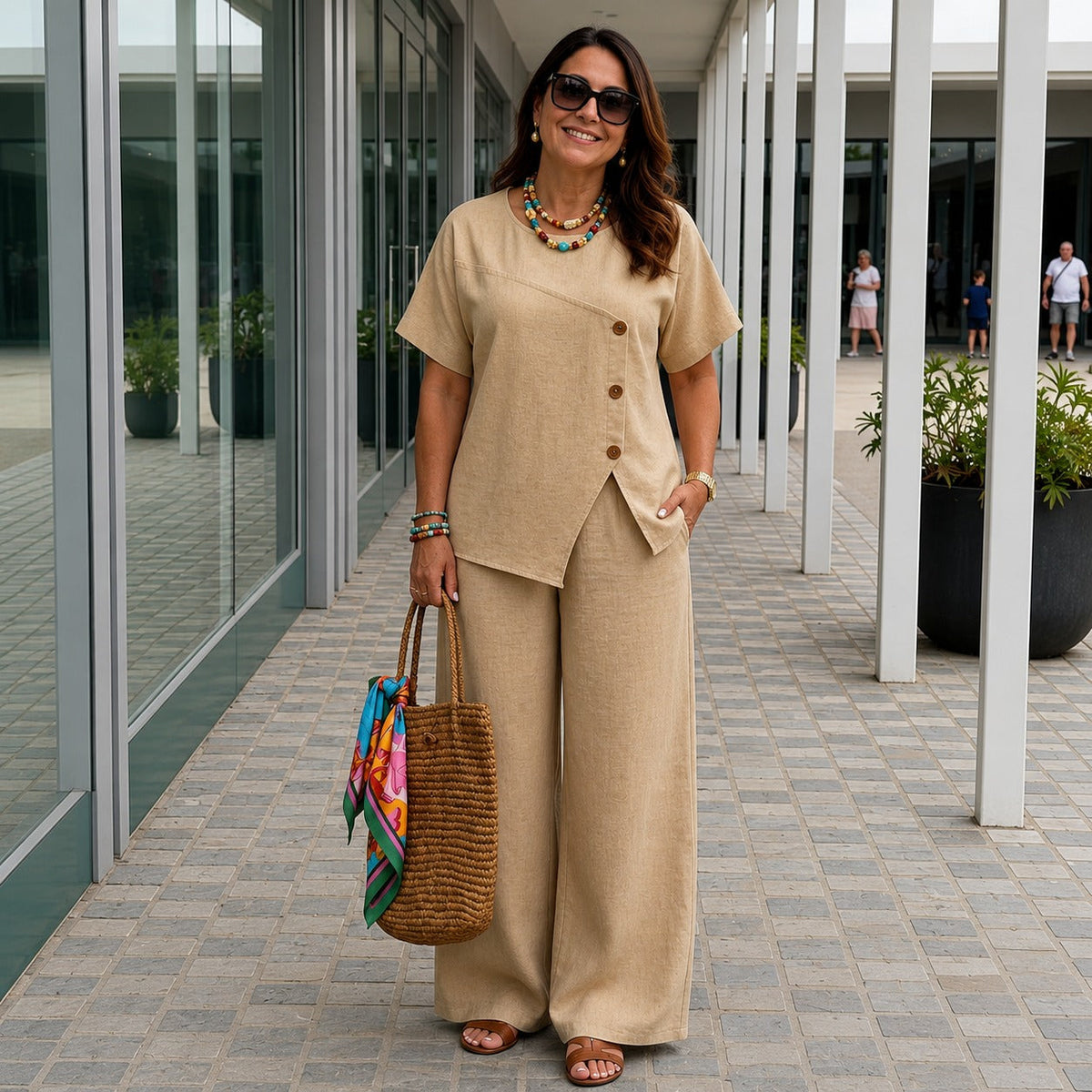 Conjunto Savena em Linho de Algodão com Blusa Assimétrica e Pantalona Fluida
Conjunto Savena com Blusa Assimétrica e Pantalona Fluida
Conjunto Savena com Blusa Assimétrica
Conjunto Savena em Linho de Algodão
Conjunto Savena